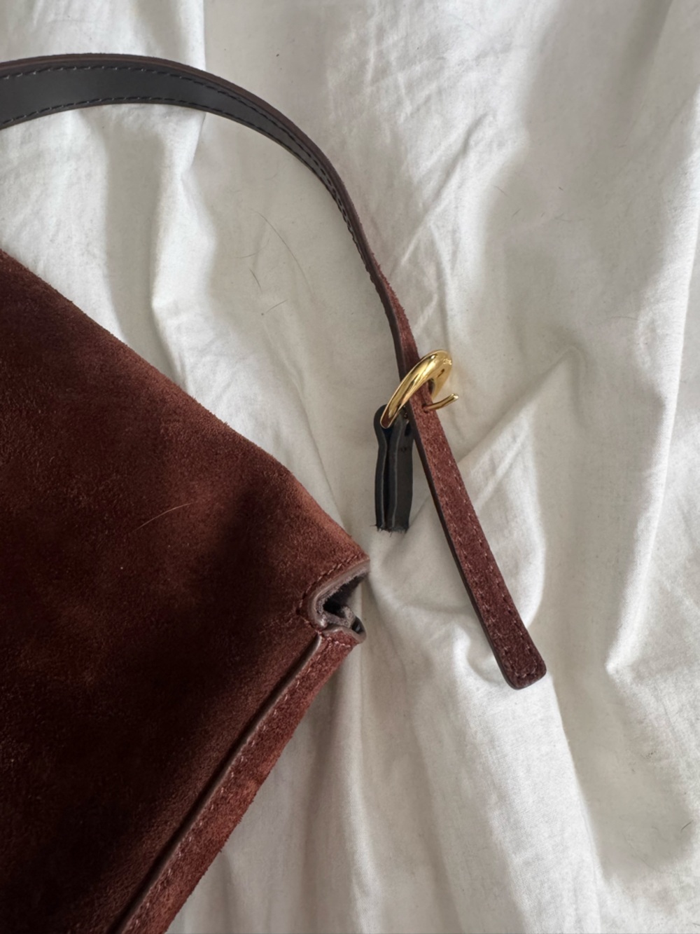 Staud Harlow Brown Suede Shoulder Bag with Broken Strap - Picture 4 of 6